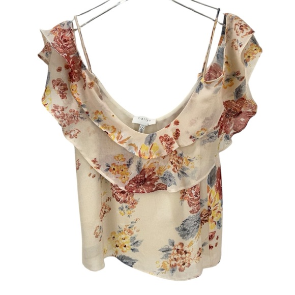 Anthropologie Harlyn Rosalyn Ruffled Off Shoulder Floral Cami Top Small - Picture 4 of 11